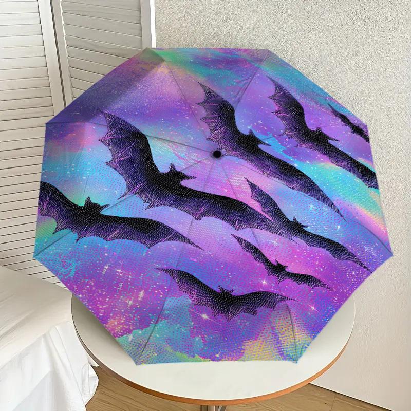1pc Bat Galaxy Pattern Umbrella  Automatic Opening and Closing Umbrella, High quality Umbrella, Ideal Gift for Her 345