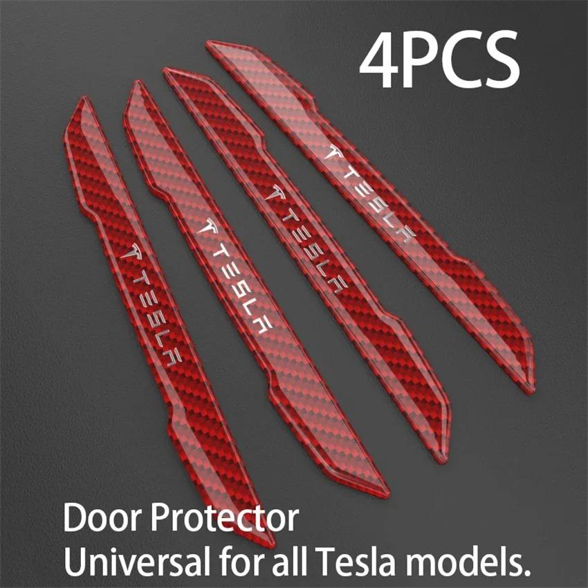 Carbon Fiber Door Handle Protector Cover for Tesla Model 3/Y, Anti-Scratch Sticker Decal, Metal Upgrade Exterior Accessories