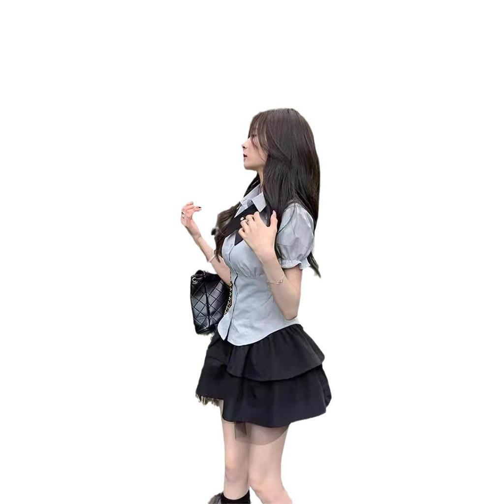 Completo due pezzi stile Accademia Petite: Gonna per Uniforme JK Giapponese e Vestito Camicia Estivo