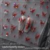Red Shell Butterfly Nail Stickers: 3D Jelly Fantasy Decals