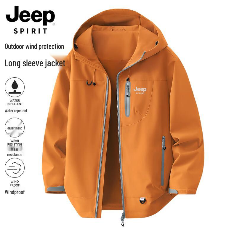 JEEP SPIRIT Men's Spring Windproof Waterproof Hooded Jacket