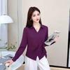 2025 Autumn Women's Long-Sleeve Irregular Tie-Waist Slimming Shirt