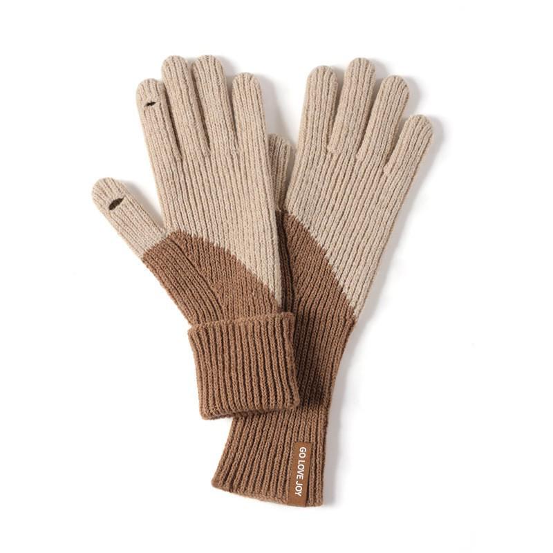 DZ149 Winter Knit Wool Gloves: Windproof Flip-Finger Touchscreen Gloves for Outdoor Cycling and Sports.