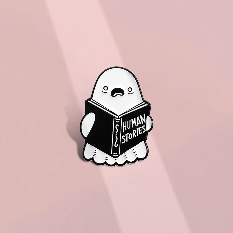 Ghost Eyecatching Brooch Pin Quirky Cartoon Metal Badge Decorative Gift Halloween