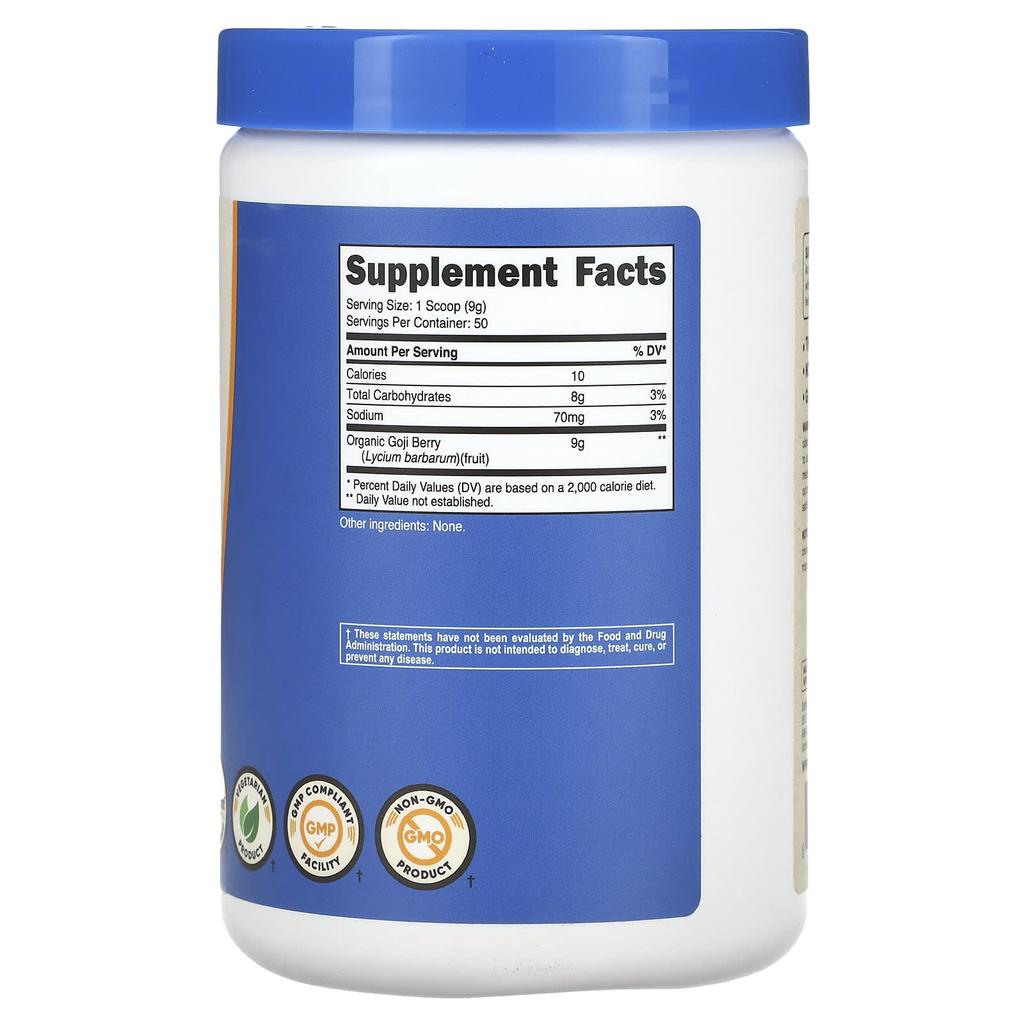 Nutricost, Bio-Goji-Beeren, ohne Geschmack, 1 Pfund (454 g)