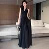 Rochie de vară elegantă, subțire, fără mâneci, stil francez 2026, cu talia marcată, design simplu