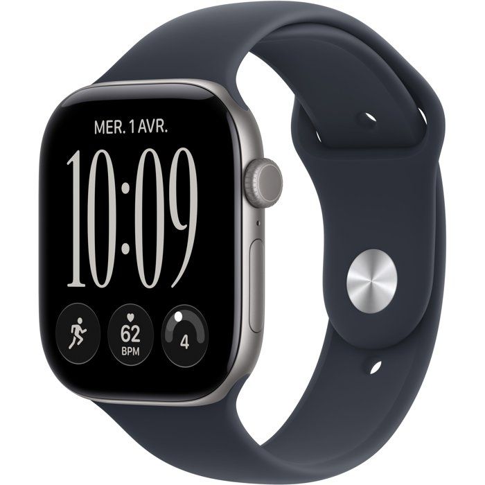 Apple Watch Series 12 GPS + Cellular - 46mm - Boîtier Space Grey Aluminium - Bracelet Navy Blue Sport Band - M/L