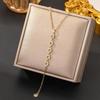 Elegant Long Tassel Zircon Titanium Steel Necklace - Fashionable, Personalized Clavicle Jewelry for Women