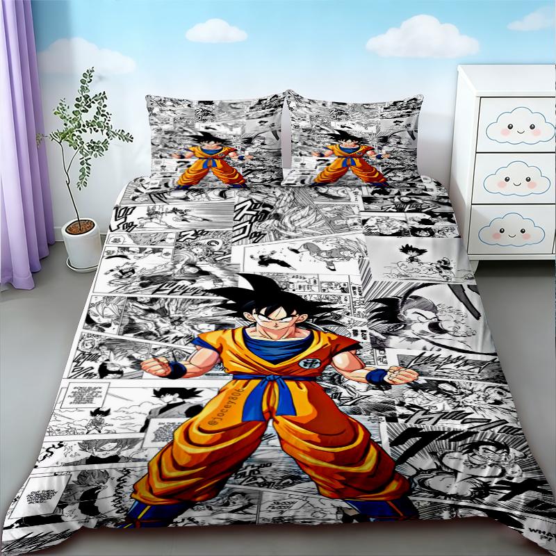 Duvet Cover Anime Dragon Ball Bedding Set Goku Quilt Cover Pillowcase Double Queen King Size Kids Bedroom Home Textile