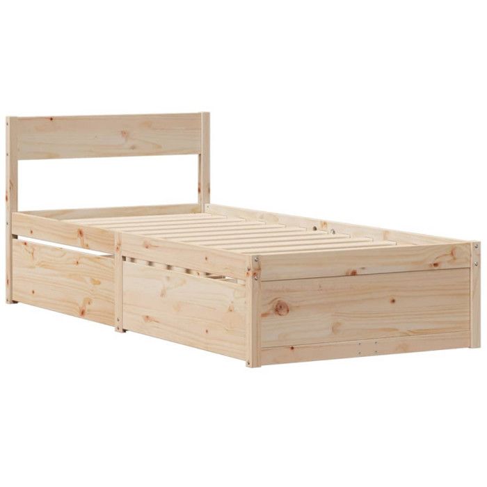 VidaXL Cadre de lit avec tiroirs 90x190 cm bois de pin massif, meuble de chambre à coucher, sommier, lit en bois, lit, lit 846804