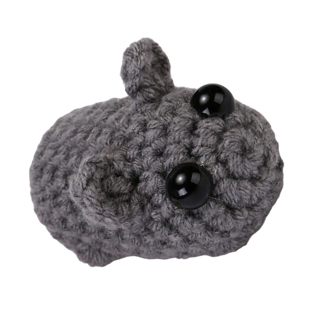 Handmade Crochet Sad Hamster Keychain Toy Plush Toy Soft Knitting Doll for Children Adults Bags Decors