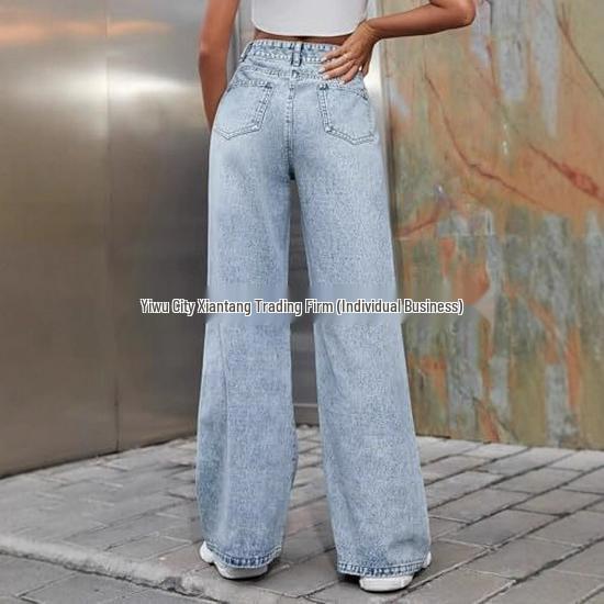 Y2K Zerfetzte High-Waist Damen Casual Bequeme Lange Jeans