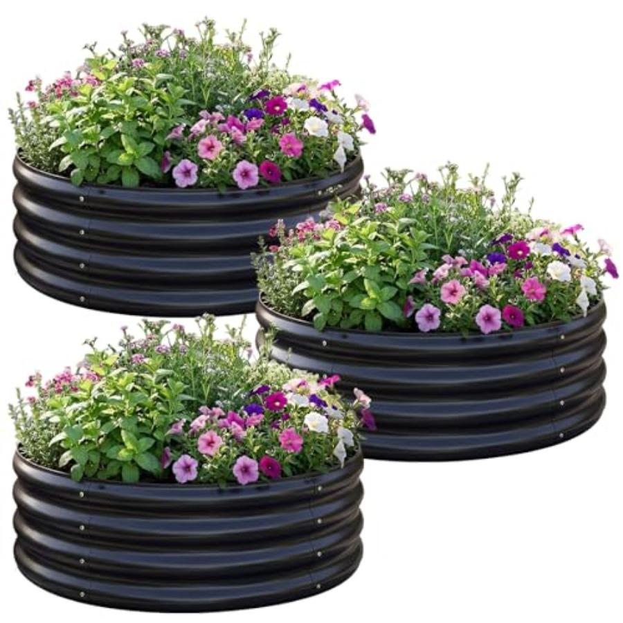 

3 Pack 2x2x1 ft Round Galvanized Raised Garden Bed Kit Round Metal Flower Box Large Planter Raised Beds Outdoor Garden for Plan United States