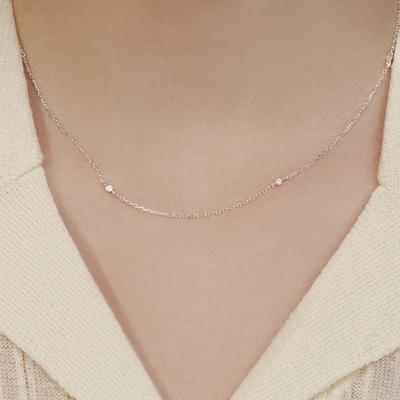 Hei [sv925] Thin Bezel Cubic Necklace