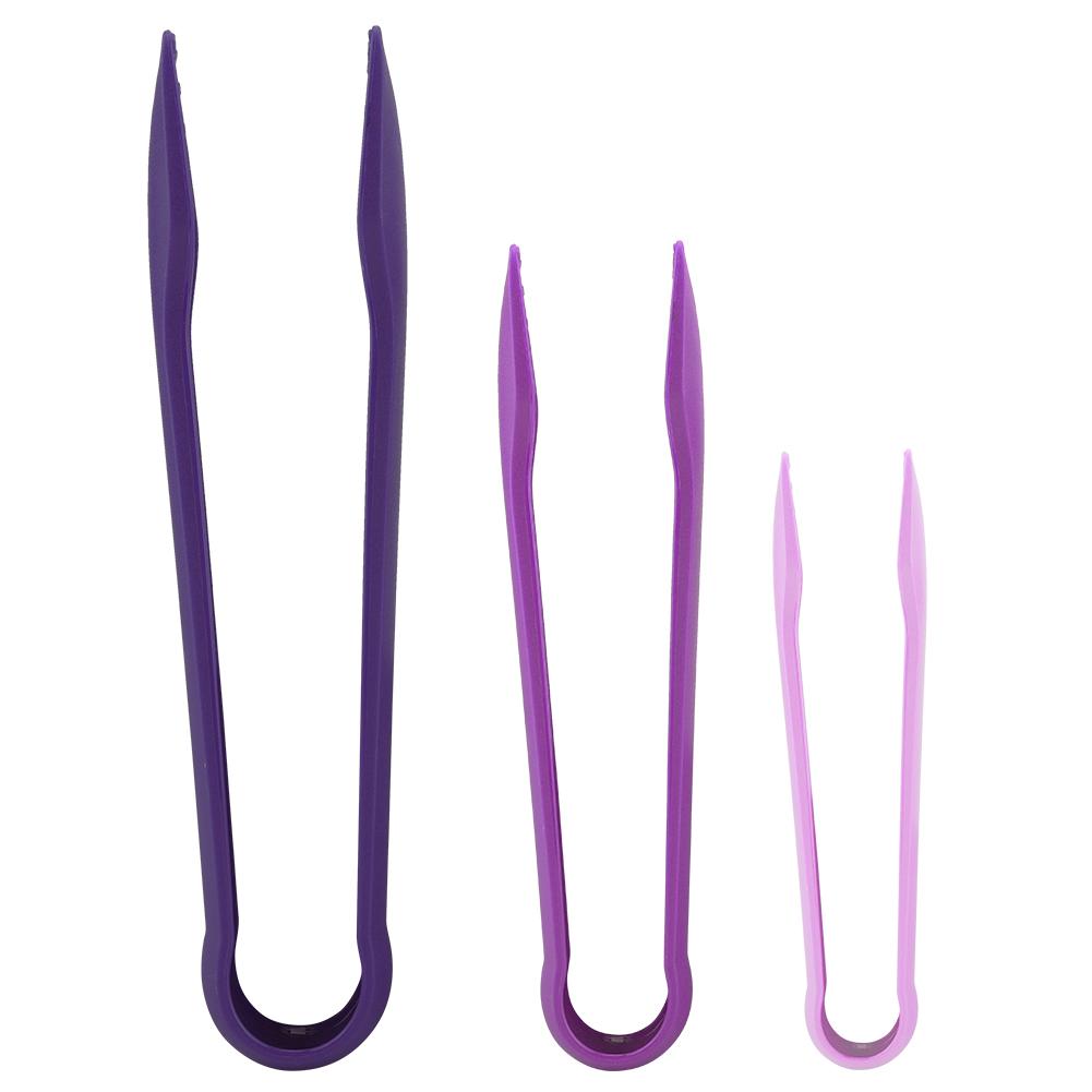 3 PCS Multifunctional Plastic Bread Tongs Food Clamps for Home Bakery (Purple)