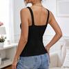 Débardeur côtelé pour femme à bretelles chaîne sans manches coupe ajustée maille stretch Camisole chemise de base d'été à superposer