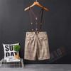 Suspenders Half Pants Shorts Overalls Suspender Pants Half Pants Check Casual [Tenflow] Men's Cjf-72 (Brown, 3XL)