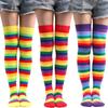 Damen Oberschenkelhohe Strümpfe Armstulpen Handschuhe Set Damen Mädchen Schwarz Weiß Gestreift Lange Overknee Socken Cosplay Lolita