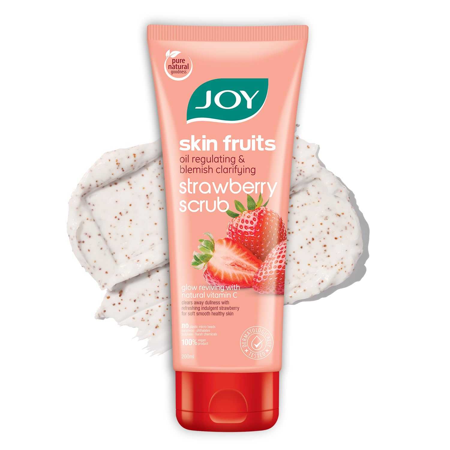 

Joy Strawberry Face & Body Scrub 200gm Pack of 1 | Exfoliating Scrub for Blackhead Removal & Oil Control, Brightening, Vegan