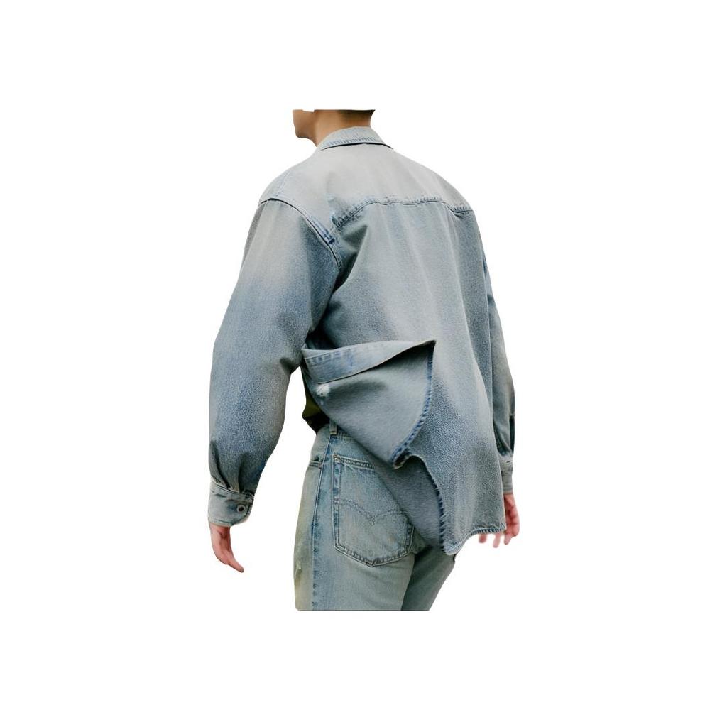 Levis SS25 Distressed Button Closure Denim Jacket Men Outerwear Blue Gray 004GK-0001