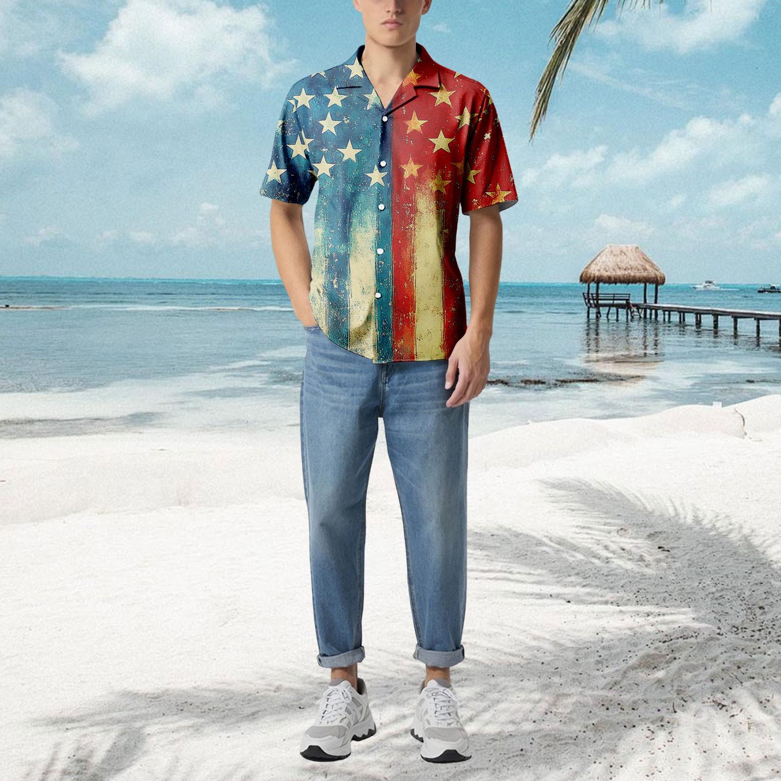 

Мужская повседневная свободная рубашка с короткими рукавами, модная рубашка с принтом, топ L