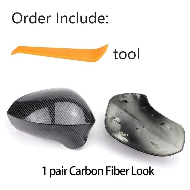 Tampas de substituição de fibra de carbono preta para espelho retrovisor lateral para assento exeo 3r leon 1p1 2009-2013 lbiza 6j 2008-2013
