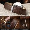 WOCCI 20mm Watch Vintage Genuine Leather Watch Band Brown with Tonal Includes Adjustment Tool and Spring Bars Strap, (Dark Stitching),
