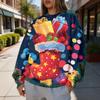 Women's Christmas Print Lightweight Crewneck Sweatshirt Casual Trendy Pullover for Holiday