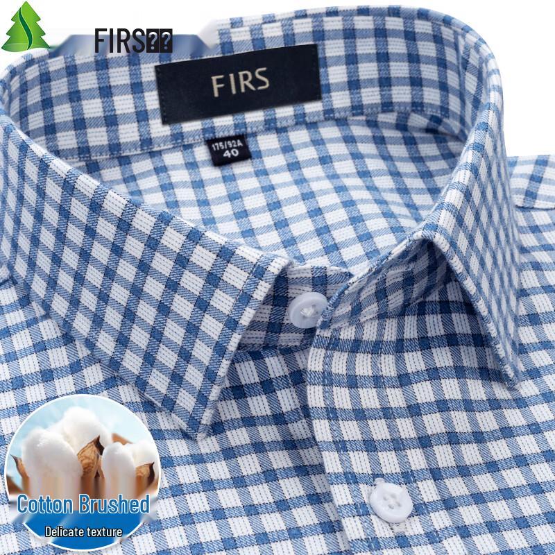 Shanshan Men s Brushed Cotton Long-Sleeve Plaid Shirt 42