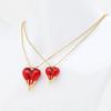 Xiyin 3D Drip Oil Heart Pendant Necklace Jewelry Accessories
