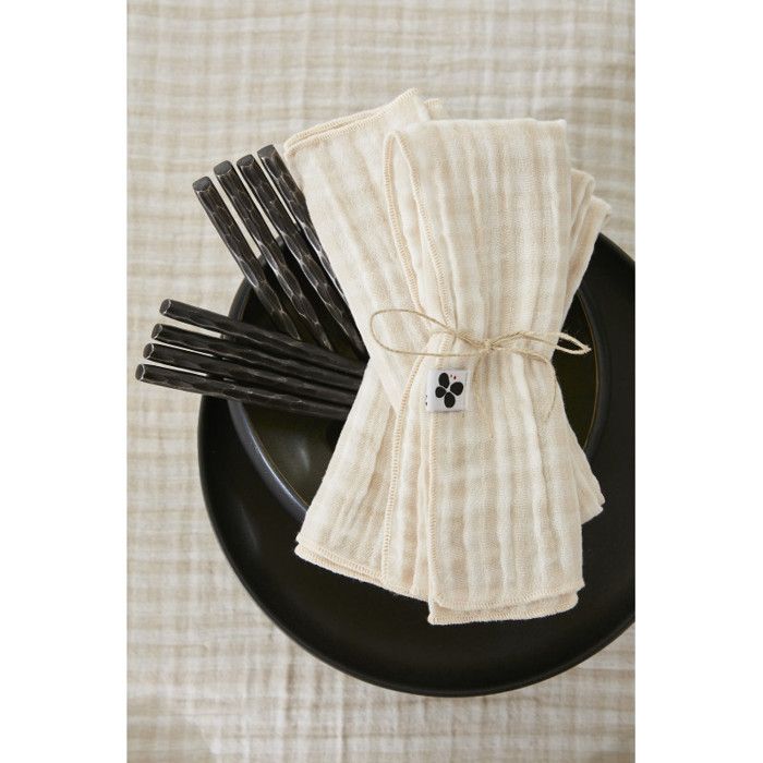 Lot de 3 serviettes de table "Vickie" 40 x 40 cm Tissé teint "Gaze de Coton"