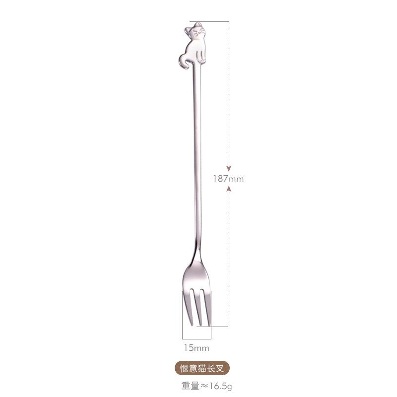 Creative Stainless Steel Tableware Cute Cat Dessert Spoon Fork Coffee Stirring Spoon Fruit Fork Mug Spoon Fork