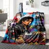 Name Custom King of Pop Print Flannel Blanket High Quality Warm Comfortable Cover for All Seasons Perfect for Gifts Home Decor