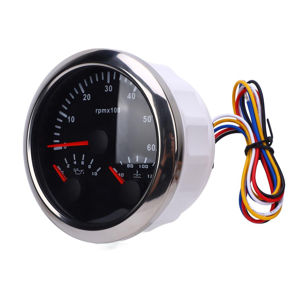 3 In 1 85mm Tachometer   9 to 32V 6000rpm 0 to 10bar Oil Pressure 40 to 120 celsius  Water Temp 7 Color Backlight for Car Boat Truck