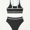 New Contrasting Color Sexy U-neck Swimsuit High Waist Swimsuit Bikini Women's Split Swimsuit