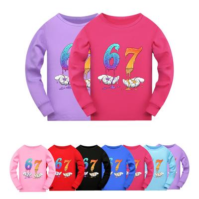 5231  Kids Boys Girls Steal a Brainrot 67 Six Seven Print Long Sleeves T-Shirt