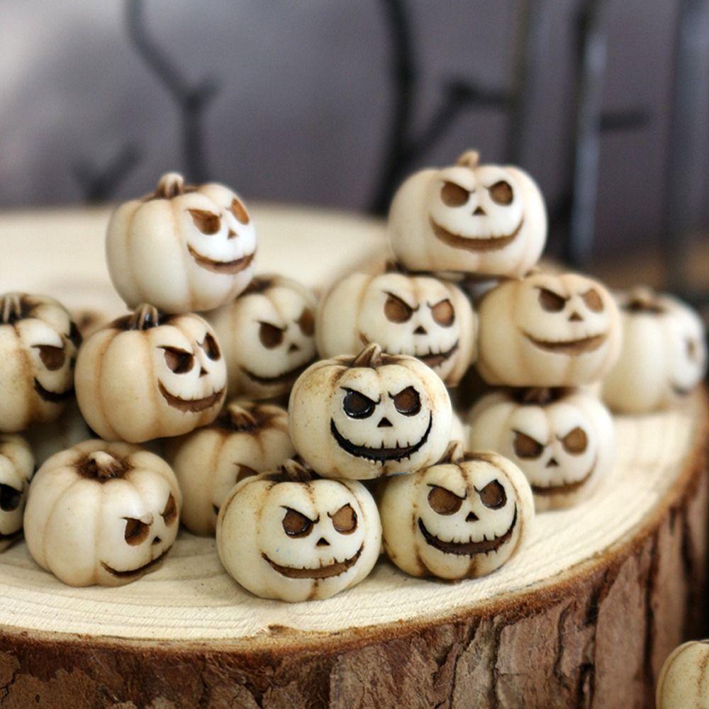 20pcs Resin Halloween Pumpkin Decoration Reusable Scary Mini Fake Simulation Pumpkin Funny Creative Halloween Ornaments
