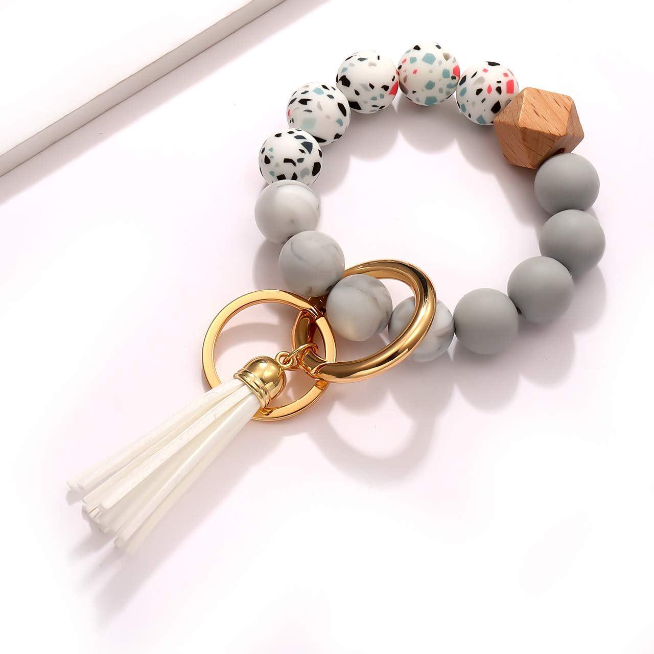 Vibrant Silicone Beaded Keychain Bracelet & Phone Charm