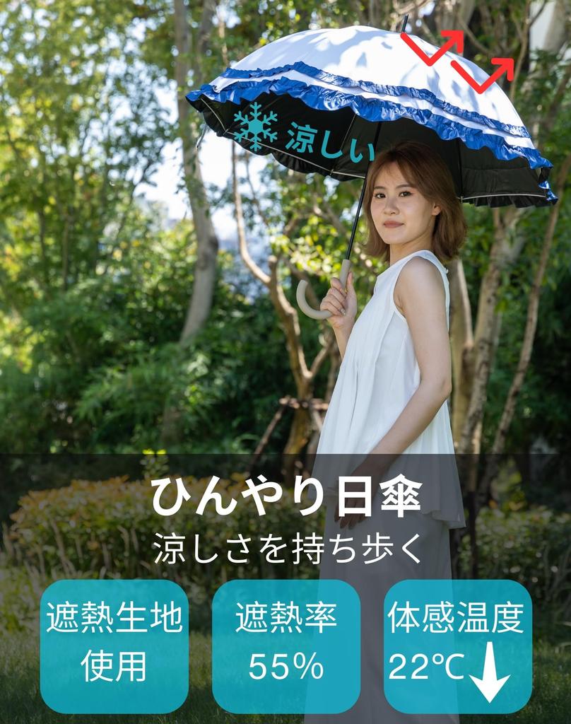 FANACAN Long Parasol with UV Light Full Rain or Level 5 Water Dome Heat Gift for Deep 55cm Protection, 100% Blocking, Blackout, Shine, Repellent,