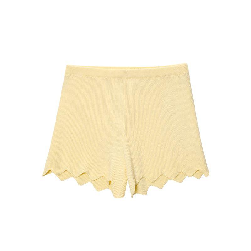 

Zbzr Весна Новая Женская одежда Западный стиль Мода Однобортный Вязаный Длинный рукав Дизайн по фигуре Топ Повседневные Шорты Shorts L