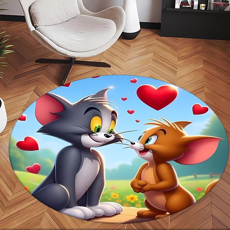 Tom I Jerry (32) Okrągły dywan biurowy Dekoracyjny dywan podłogowy do biura, sypialni, salonu i przestrzeni domowej