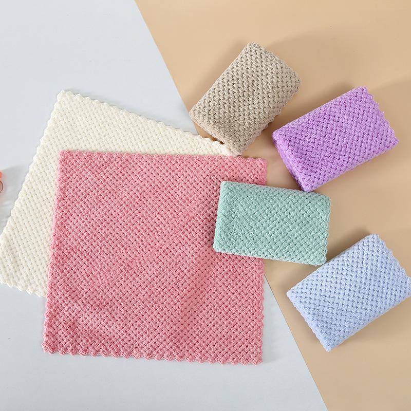 Waffle Weave Cleaning Cloths Super Absorbent Quick Dry Soft Coral Fleece No Lint Non Scratch for Car Detailing Kitchen Dish Washing
