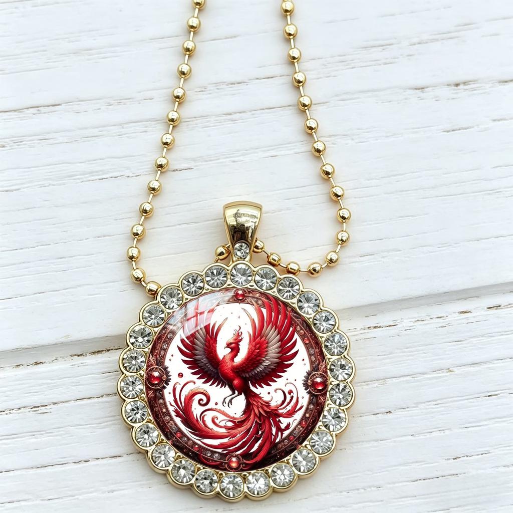 Red Gold Phoenix Nirvana Pendant Necklace Set with Jewelry Is a Gift for Those Who Pursue Transformation and Courage.