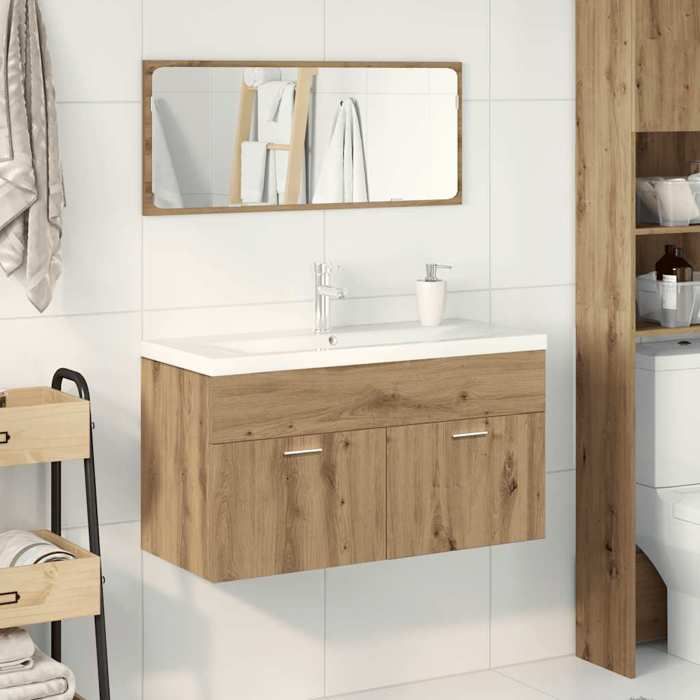 VidaXL Ensemble de meubles salle de bain 3 pcs bois d'ingénierie, armoire de salle de bain, armoire de rangement de 3328912