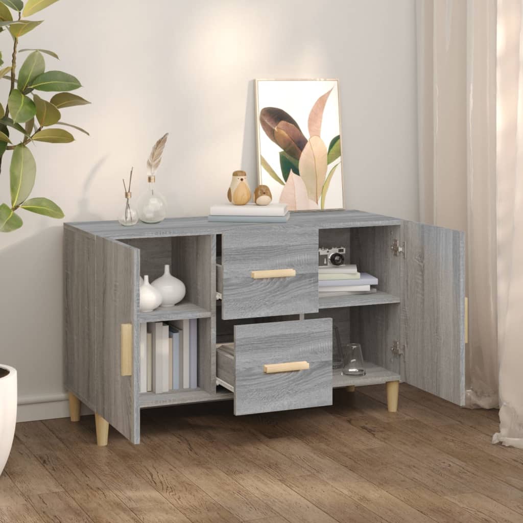 Vidaxl Komoda, Szary Dąb Sonoma, 100X36X60 Cm, Materiał Drewnopochodny