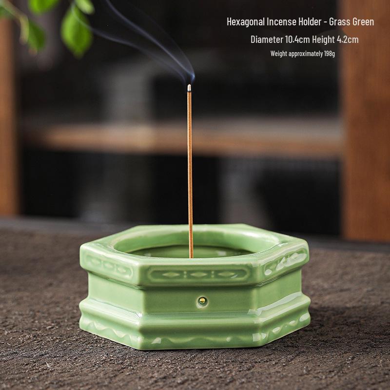 Compact Zen-Inspired Ceramic Incense Burner and Holder in Black Pottery