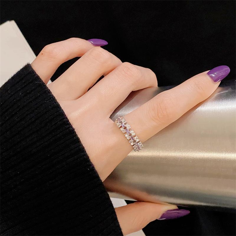 Nine Purple Isolation Transshipment Color Treasure Purple Zir*****Pening Ring Light Luxury Premium Elegant Temperament Jewelry Women