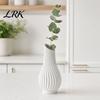 Floral Vase Table Centerpiece 3D Printed Ribbed Flower Vase, Decorative Plastic Indoor Plant Holder Container for Home Office Living Room