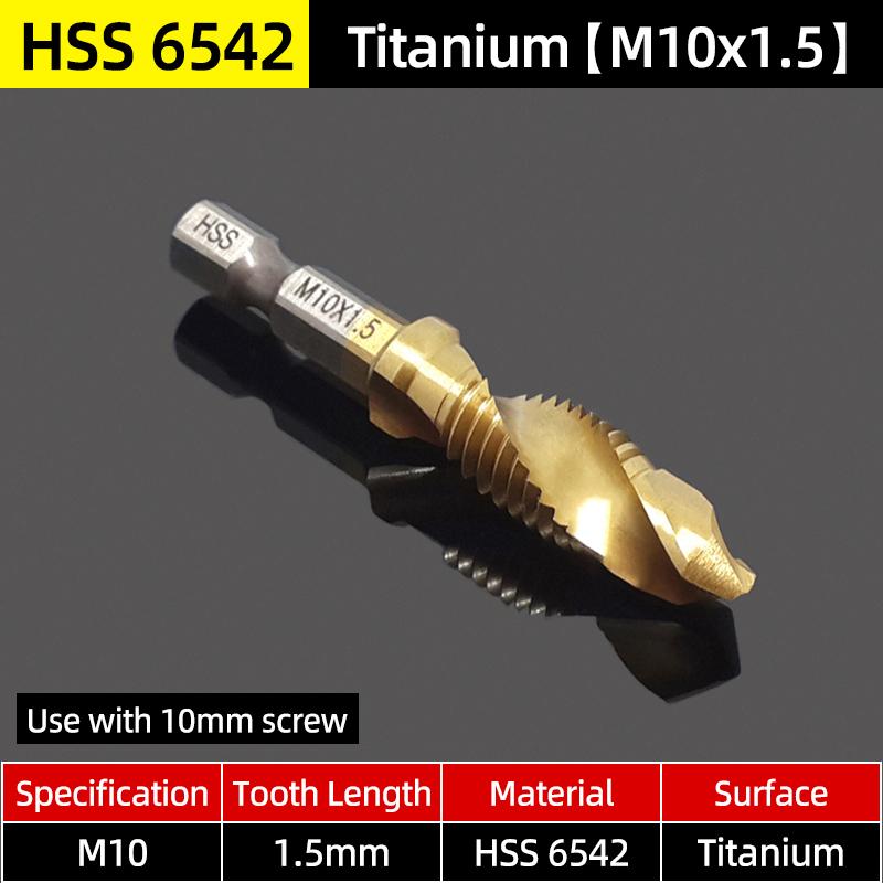 Hex Screw Thread Metric Tap Drill Bits Set HSS Titanium Composite Countersink Drill Reamer Metal Tapping Chamfering Tool Kit