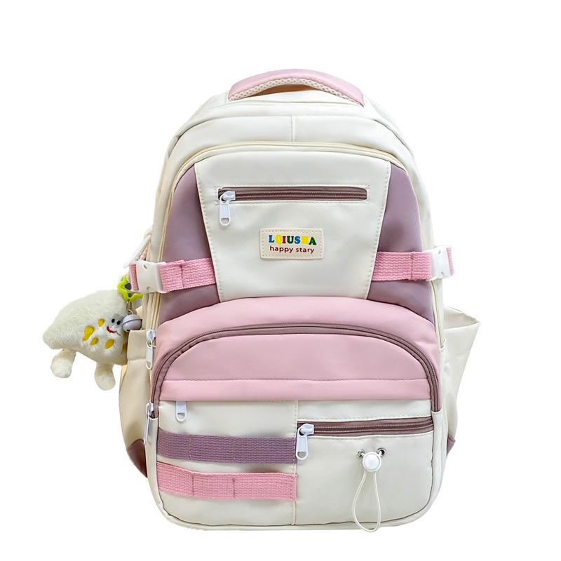 Schoolbag Contrasting Color Girl Backpack American Retro Large-capacity High School Student Schoolbag Harajuku Student Travel Backpack